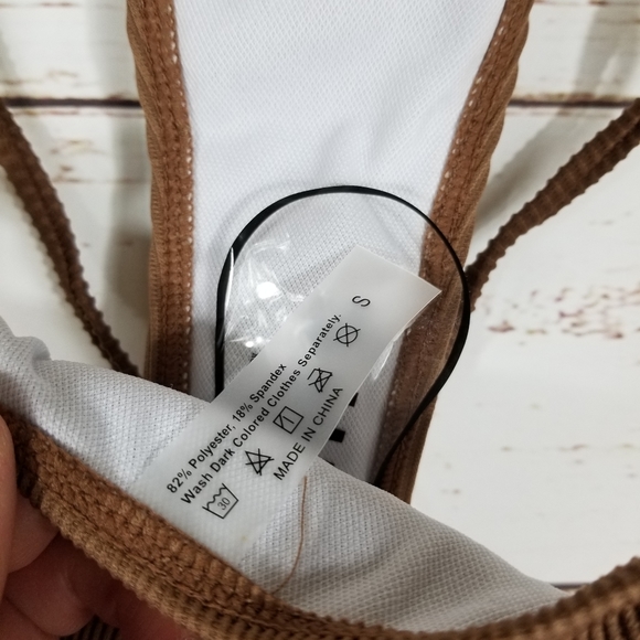 Shein | Brown Ribbed Crisscross Thong Bikini Set NEW - Picture 9 of 9